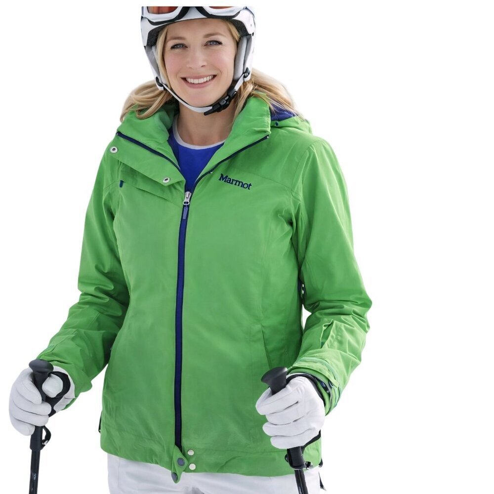 Marmot Membrain Green Purple Removable Hood Waterproof Ski Jacket Size L